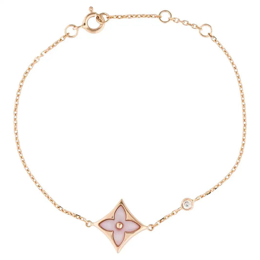 [⭐Hildren Jewelry]STAR 1 DIAMOND PINK GOLD BRACELET
