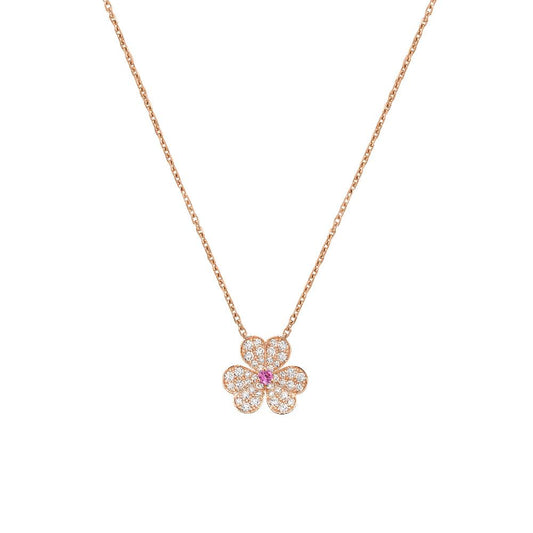 [⭐Hildren Jewelry]FRIVOLE ROSE GOLD FLOWER DIAMOND NECKLACE