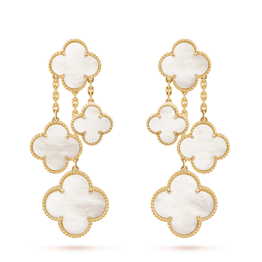 [⭐Hildren Jewelry]CLOVER EARRINGS WHITE MOP 4 MOTIFS GOLD