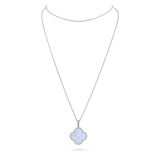 [⭐Hildren Jewelry]CLOVER SILVER CHALCEDONY BIG CLOVER NECKLACE