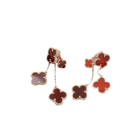 [⭐Hildren Jewelry]CLOVER EARRINGS CARNELIAN 4 MOTIFS PINK GOLD