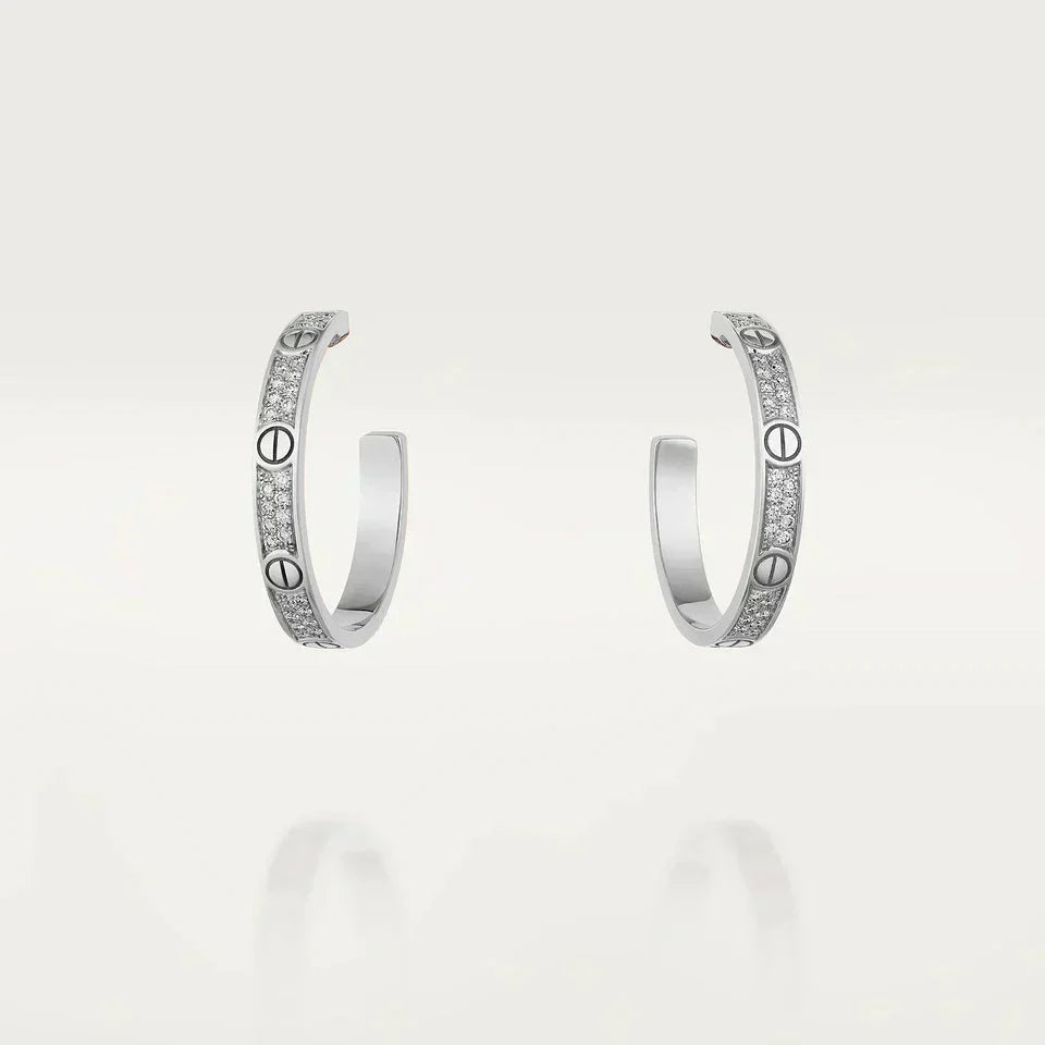 [⭐Hildren Jewelry]LOVE DIAMOND SILVER HOOP EARRINGS