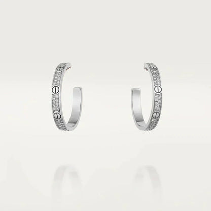 [⭐Hildren Jewelry]LOVE DIAMOND SILVER HOOP EARRINGS