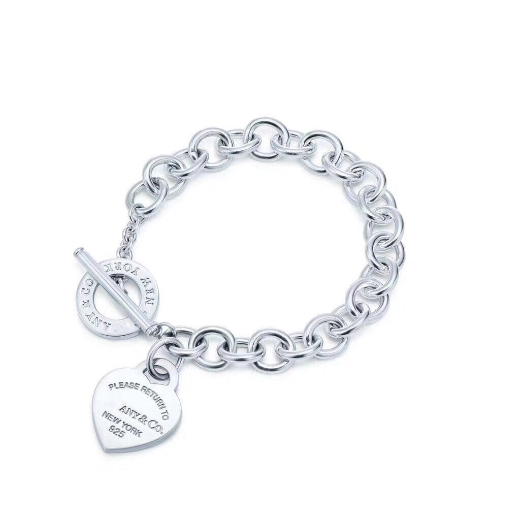 [Hildren Jewelry]LOVE HEART PIN BUCKLE RETURN TO TIF SILVER BRACELET
