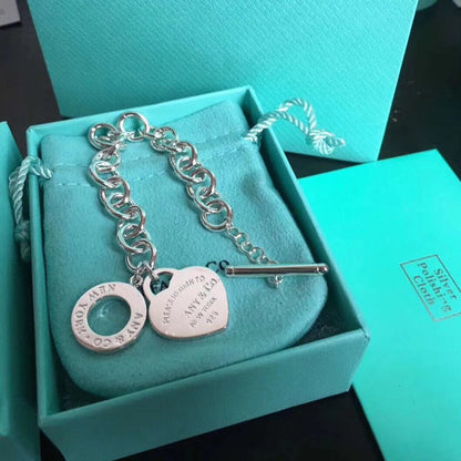 [Hildren Jewelry]LOVE HEART PIN BUCKLE RETURN TO TIF SILVER BRACELET