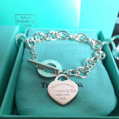 [Hildren Jewelry]LOVE HEART PIN BUCKLE RETURN TO TIF SILVER BRACELET