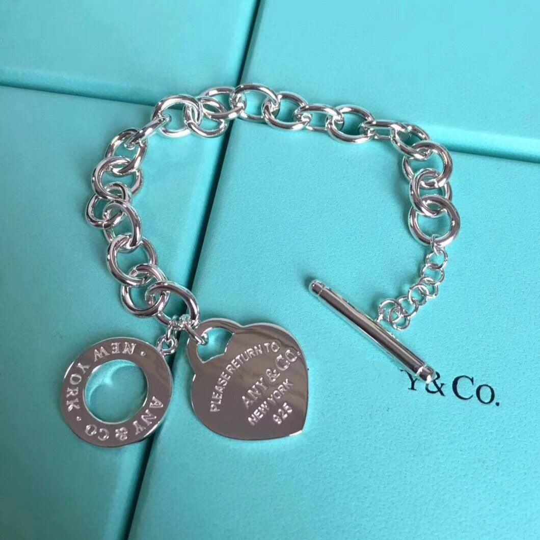 [Hildren Jewelry]LOVE HEART PIN BUCKLE RETURN TO TIF SILVER BRACELET