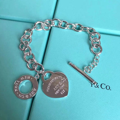 [Hildren Jewelry]LOVE HEART PIN BUCKLE RETURN TO TIF SILVER BRACELET