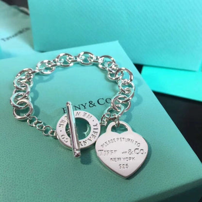 [Hildren Jewelry]LOVE HEART PIN BUCKLE RETURN TO TIF SILVER BRACELET