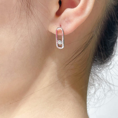[⭐Hildren Jewelry]MOVE UNO SMALL 1 DIAMOND EARRINGS