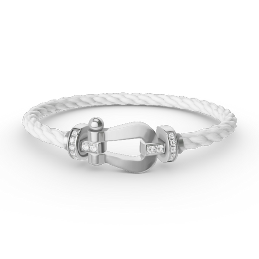 [⭐Hildren Jewelry]FORCE LARGE HORSESHOE HALF DIAMOND BRACELET SILVER