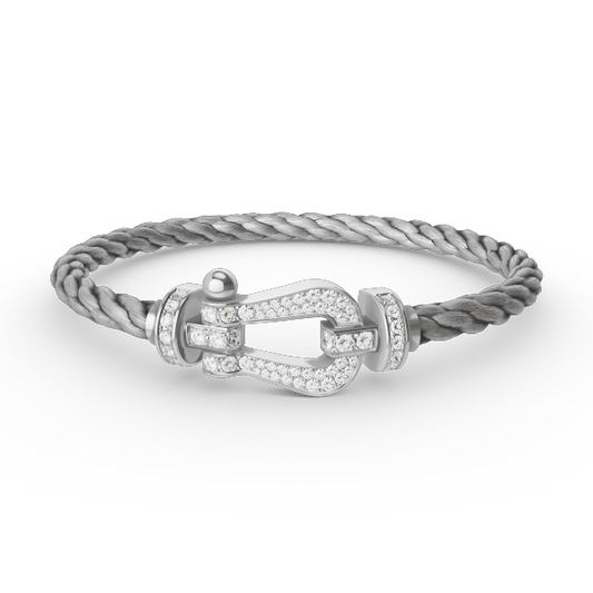 [⭐Hildren Jewelry]FORCE LARGE HORSESHOE FULL DIAMOND BRACELET SILVER