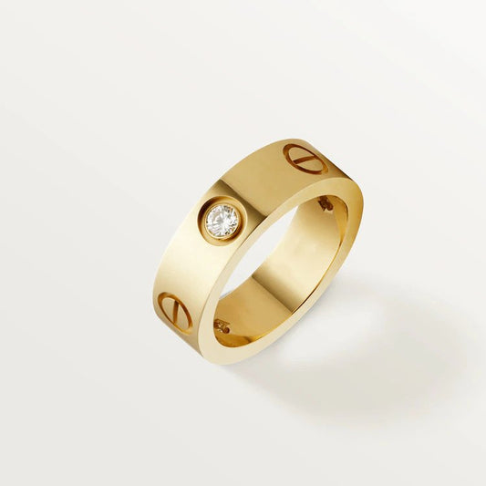 [⭐Hildren Jewelry]LOVE RING 5.5MM 3 DIAMONDS PINK GOLD