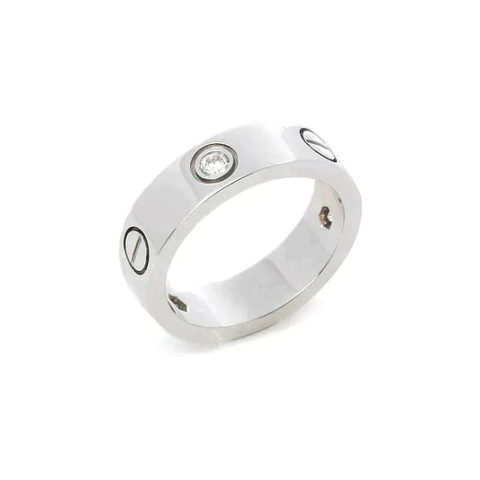 [⭐Hildren Jewelry]LOVE RING 5.5MM 3 DIAMONDS SILVER