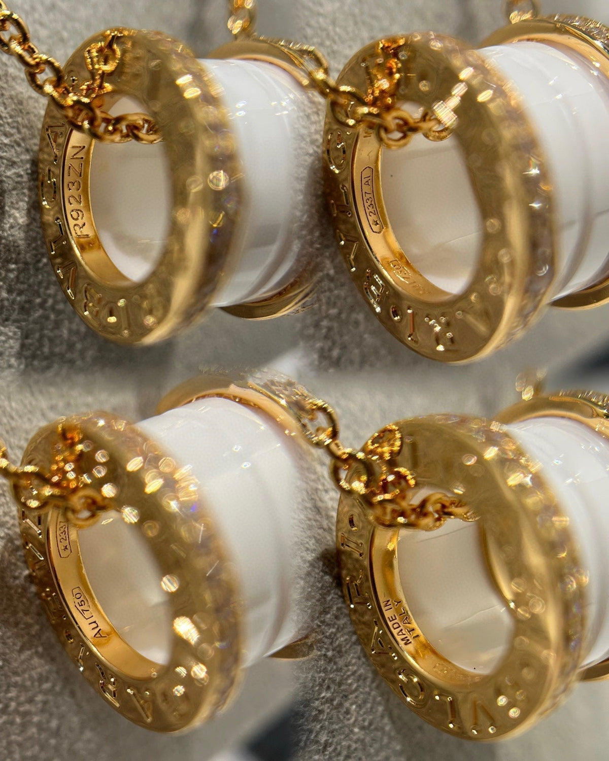 [⭐Hildren Jewelry]ZERO 1 WHITE CERAMIC DIAMOND PINK GOLD NECKLACE